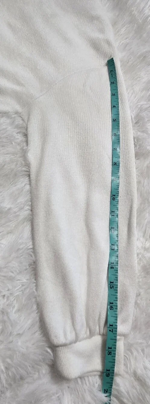 Zara White Cropped Crewneck Sweatshirt with Drawstring